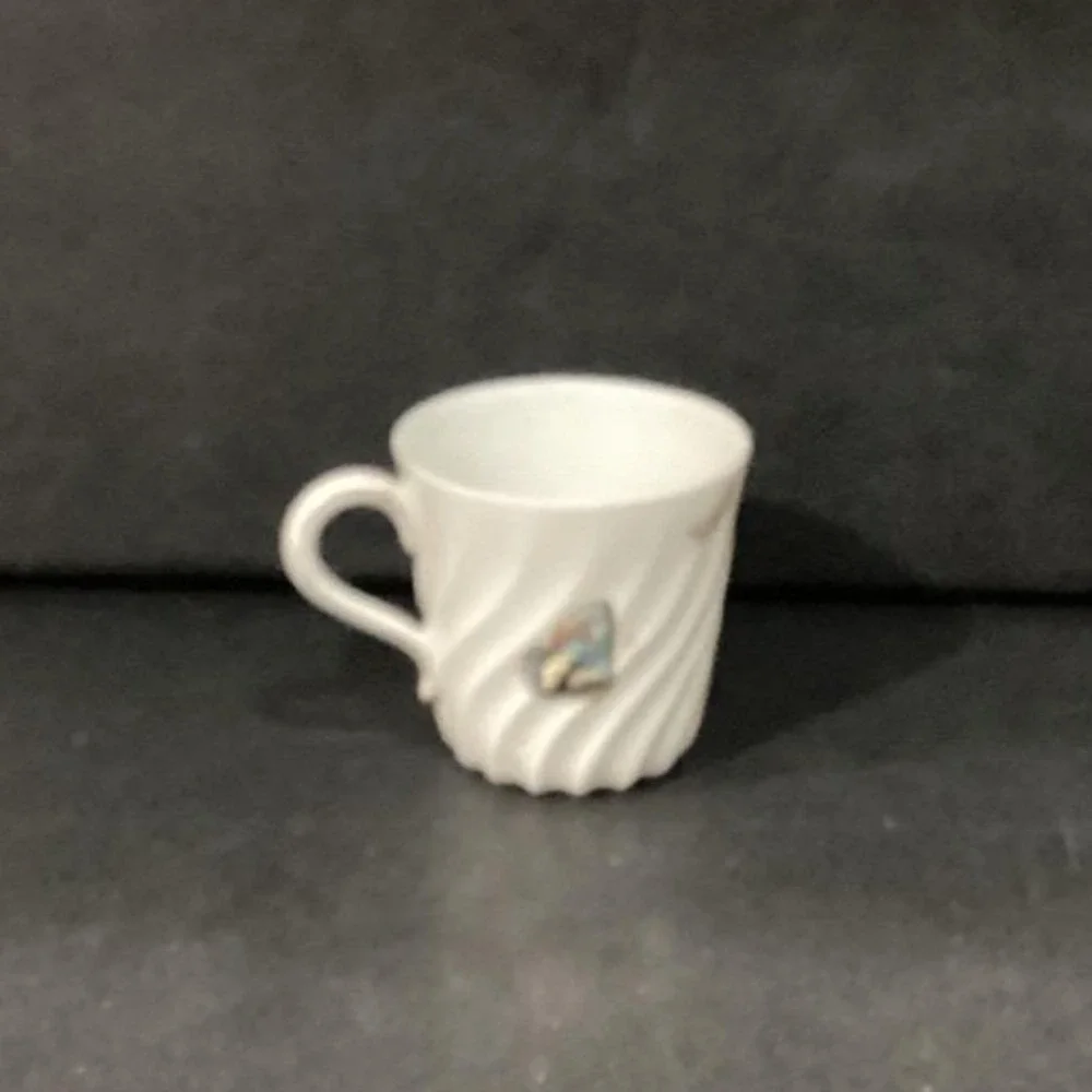 Haviland Limoges Meadow Visitors Demitasse Cup, Vtg Butterflies & Grasses Design